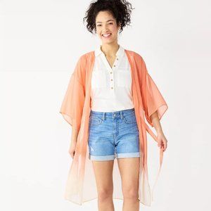 NWT SONOMA OMBRE' BELTED KIMONO (OS / CORAL)